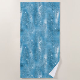 Toalla De Playa Glam Aqua Blue Tropical Purpurinas Leyes