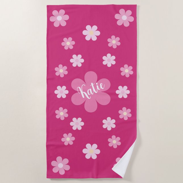 Toalla De Playa  Glam- Flor de Rosa- (Anverso)