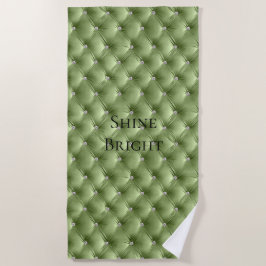 Toalla De Playa Glam Sage Green Faux Velvet de lujo