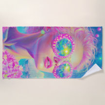 Glamorosa mujer neón con gafas de espuma