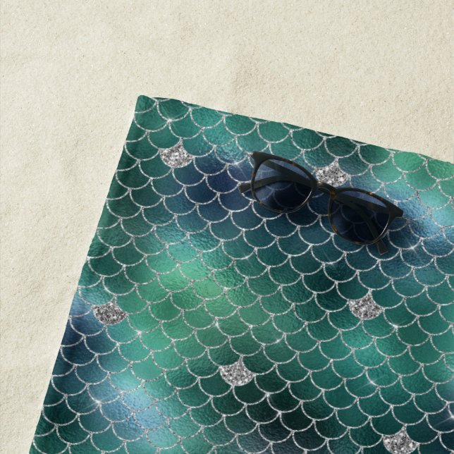 Toalla De Playa Glitz plateado del océano Verde azulado (In situ)