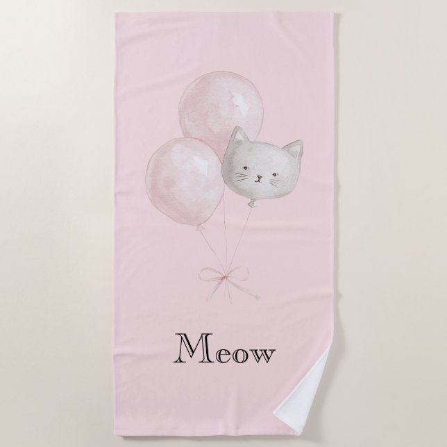 Toalla De Playa Globos Rosa Cat Blush   (Anverso)