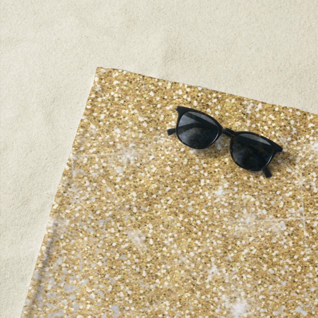 Toalla De Playa Gold and Silver Glitter Ombre Luxury Design  (In situ)