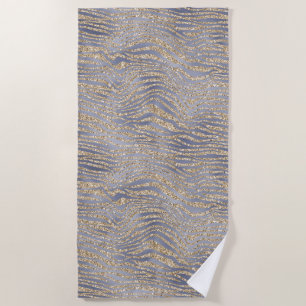 Toalla De Playa Gold Purple Luxe Purpurina Zebra