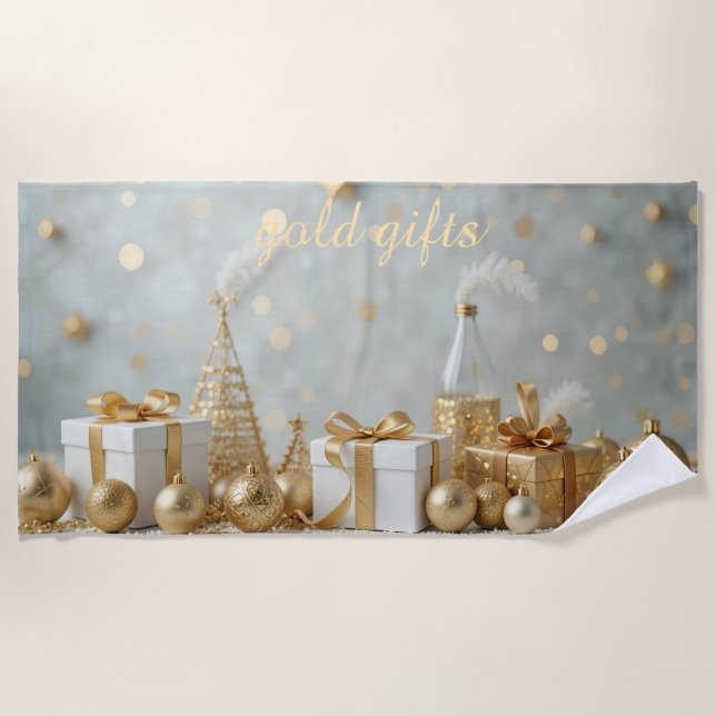 Toalla De Playa gold shinning presents (Anverso)