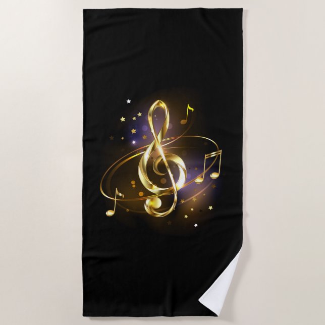 Toalla De Playa Gold Treble Clef Music (Anverso)