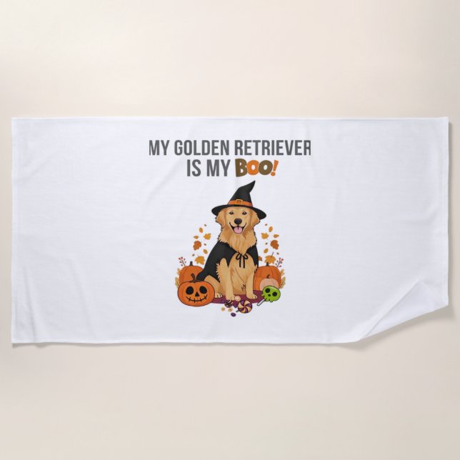 Toalla De Playa Golden Retriever Halloween Dog My Golden Retrieve (Anverso)