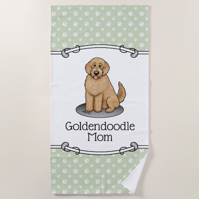 Toalla De Playa Goldendoodle Mom Doodle Mom (rojo dorado) (Anverso)