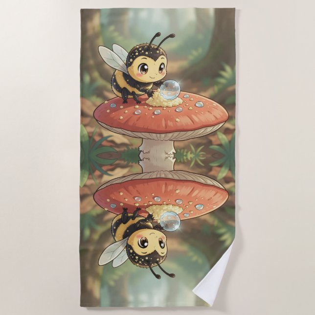 Toalla De Playa Goldene Hummel im Blütentanz  (Anverso)