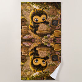 Toalla De Playa Goldene Hummel im Blütentanz.10