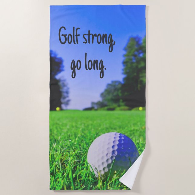 Toalla De Playa Golf fuerte, larga bola de golf (Anverso)