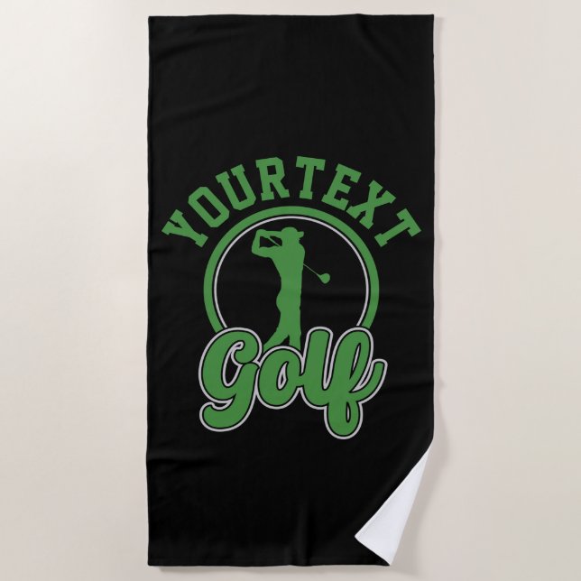 Toalla De Playa Golf Personalizado AGREGAR NOMBRE Swing Retro Pro  (Anverso)