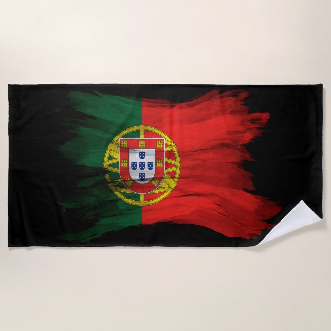 Toalla De Playa Golpe de pincel de bandera de Portugal, bandera na (Anverso)