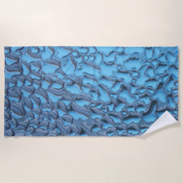Toalla De Playa Gotas de lluvia suaves en vidrio azul