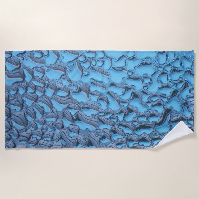 Toalla De Playa Gotas de lluvia suaves en vidrio azul (Anverso)