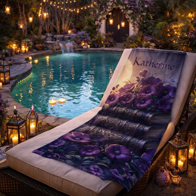 Toalla De Playa Gothic Book Purple Floral (Subido por el creador)
