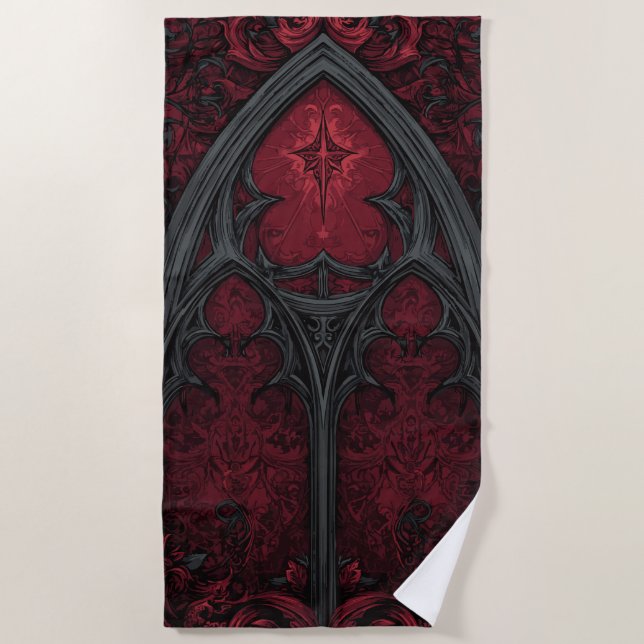 Toalla De Playa Gothic Window Red Black (Anverso)