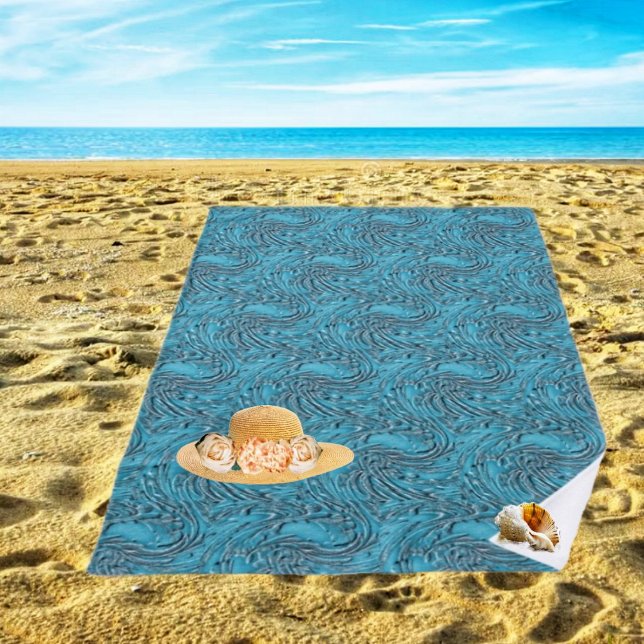Toalla De Playa Grabado en relieve En Verde azulado (Textured, editing, resembles carved stone, in this Embossed In Teal Beach Towel, design!)