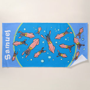 Toalla De Playa Graciosa escuela de calamares personalizado con bu
