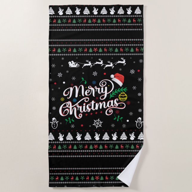 Toalla De Playa Graciosa Feliz Navidad (Anverso)