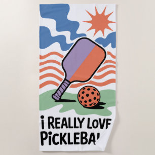 Toalla De Playa ¡Graciosa pelota de pellebol, AMOR A PICKLEBALL! T