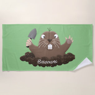 Toalla De Playa Gracioso gopher digging personalizado ilustracion