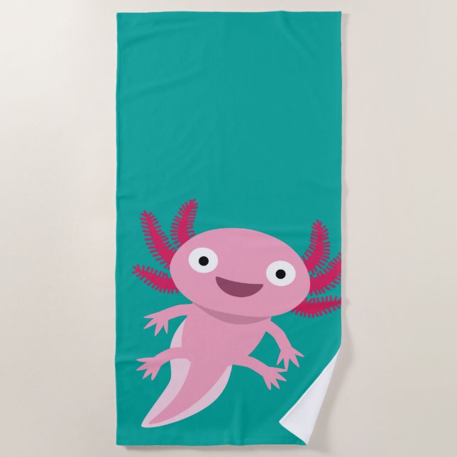 Toalla De Playa Gracioso Ilustracion Axolotl (Anverso)