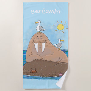 Toalla De Playa Gracioso ilustracion personalizado de moras felice