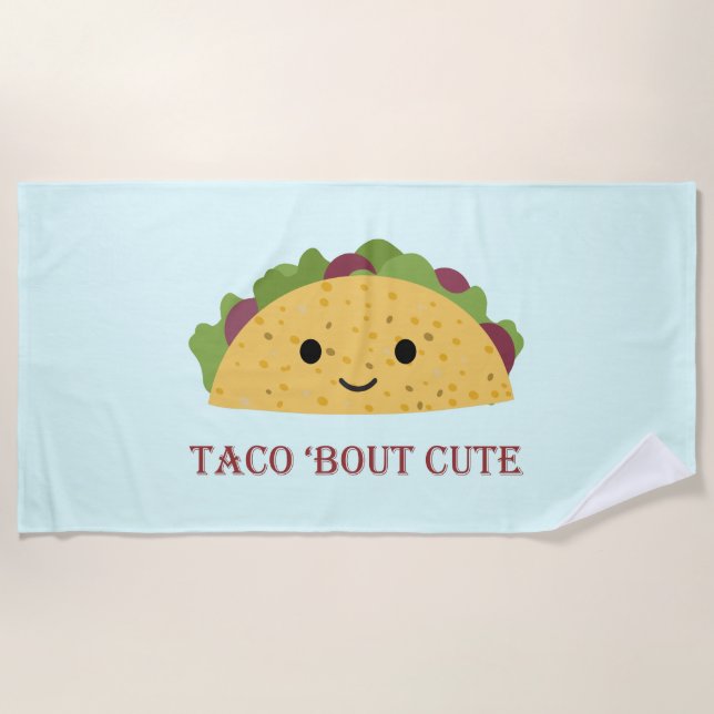 Toalla De Playa Gracioso Taco Bout Cute Kawaii Taco (Anverso)