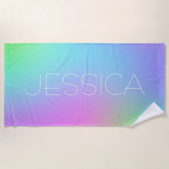 Toalla De Playa Gradiente Pastel personalizado (Anverso)