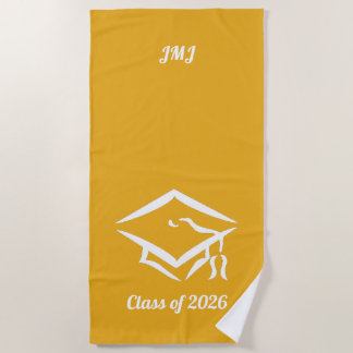 Toalla De Playa Graduation Class of 20?? GLDWHT Custom Year Name