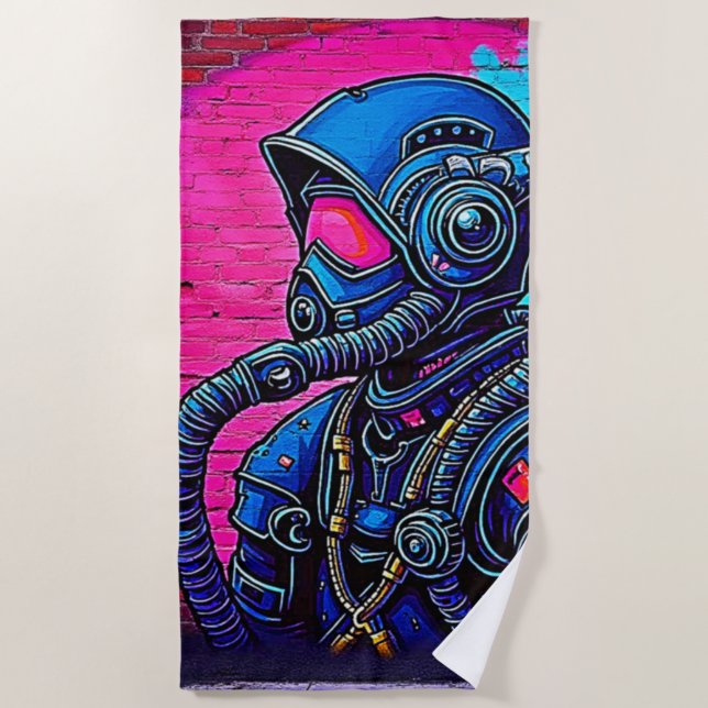 Toalla De Playa Graffiti artístico sobre paredes enmascaradas de n (Anverso)