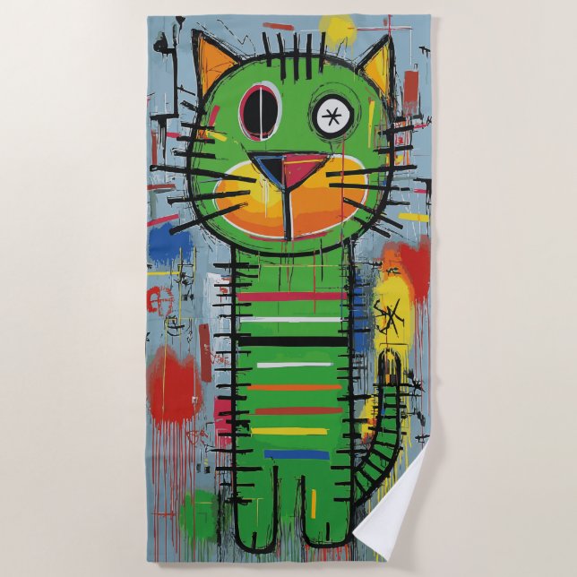 Toalla De Playa Graffiti Cat Street Art Character (Anverso)