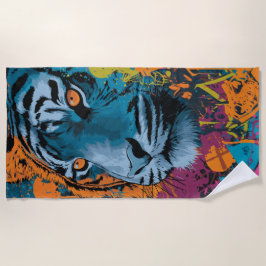 Toalla De Playa Graffiti de tigre arte pop fauna