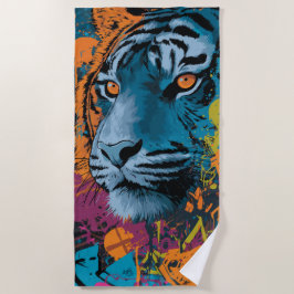 Toalla De Playa Graffiti de tigre arte pop fauna