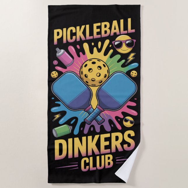 Toalla De Playa Graffiti del Club de Dinkers Pickleball (Anverso)