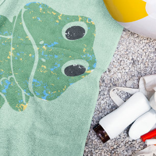 Toalla De Playa Gráfica de rana retro curada personalizada