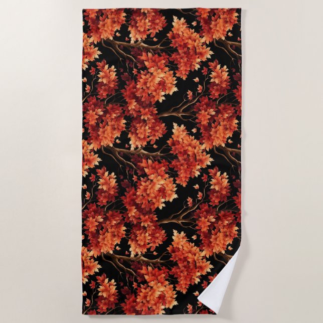 Toalla De Playa Gráfico de patrón sin foco del árbol de arce de ca (Anverso)