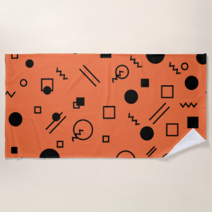 Toalla De Playa gráfico Memphis naranja, divertido, de moda y geom