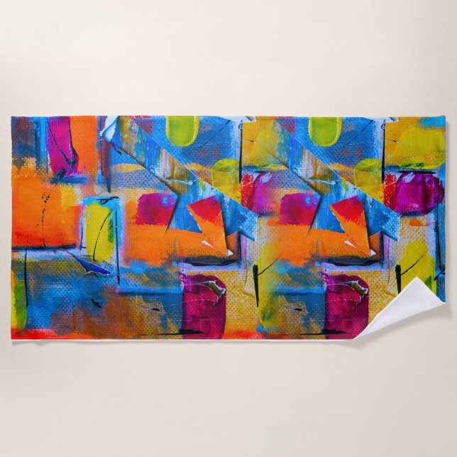 Toalla De Playa Grafiti de colores, (Anverso)