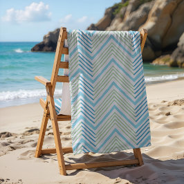 Toalla De Playa Gran Chevron Zag en Verde y Aqua