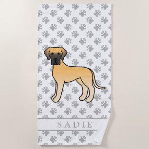 Toalla De Playa Gran Danés cervato Cute Perro de dibujos animados