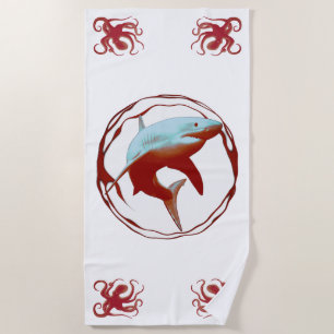 Toalla De Playa Gran diseño gráfico de tiburones blancos