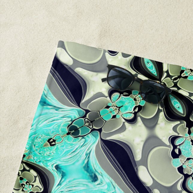 Toalla De Playa Gran espejo de tonos aguamarina y gris (In situ)