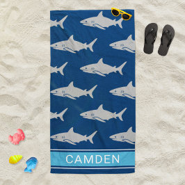Toalla De Playa Gran nombre personalizado azul de la marina de tib