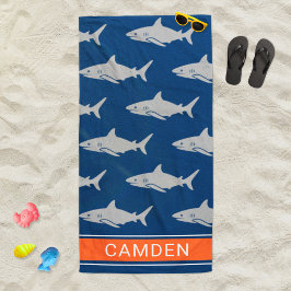 Toalla De Playa Gran nombre personalizado de Naranja de la Marina