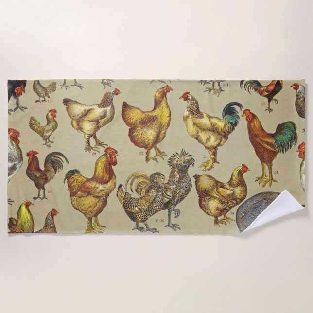 Toalla De Playa Granja de pollo de gallo (Anverso)