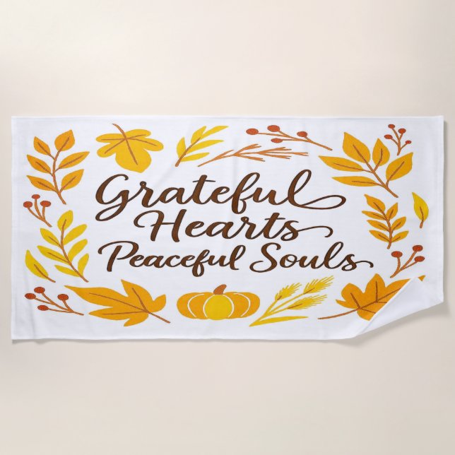 Toalla De Playa 'Grateful Hearts, Peaceful Souls' Beach Towel (Anverso)