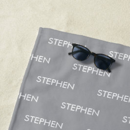 Toalla De Playa Gray minimalist custom name 