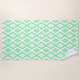 Toalla De Playa Green and white diamond pattern